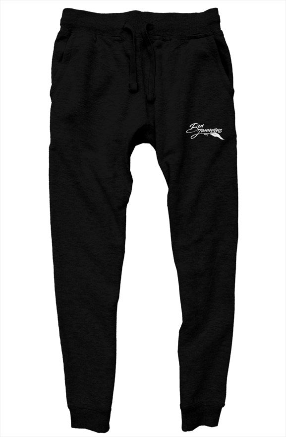 Embroidered Jammins' premium joggers (White on Black)